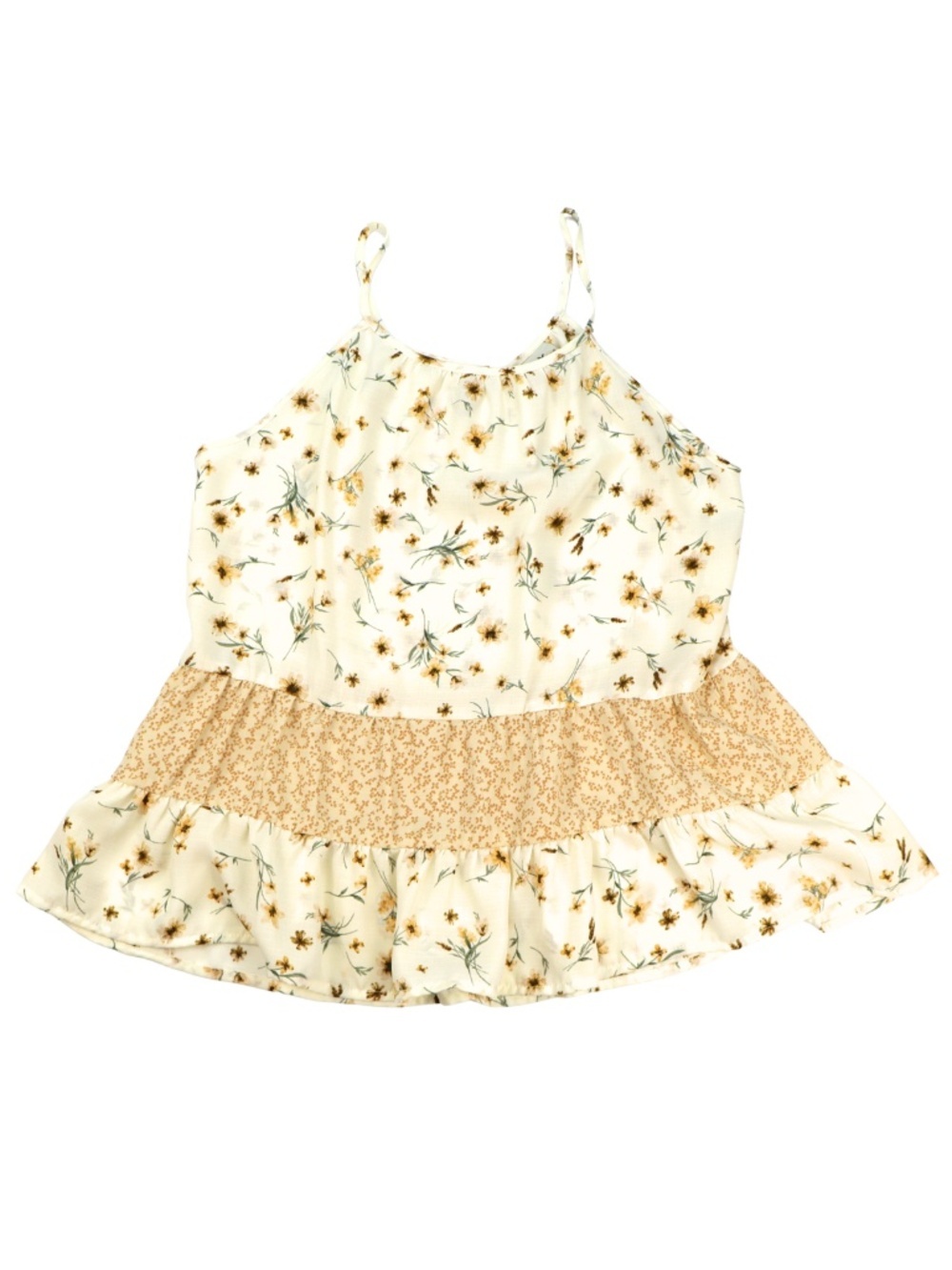 Paper Crane Floral Tiered Babydoll Tank Top Large Cottagecore